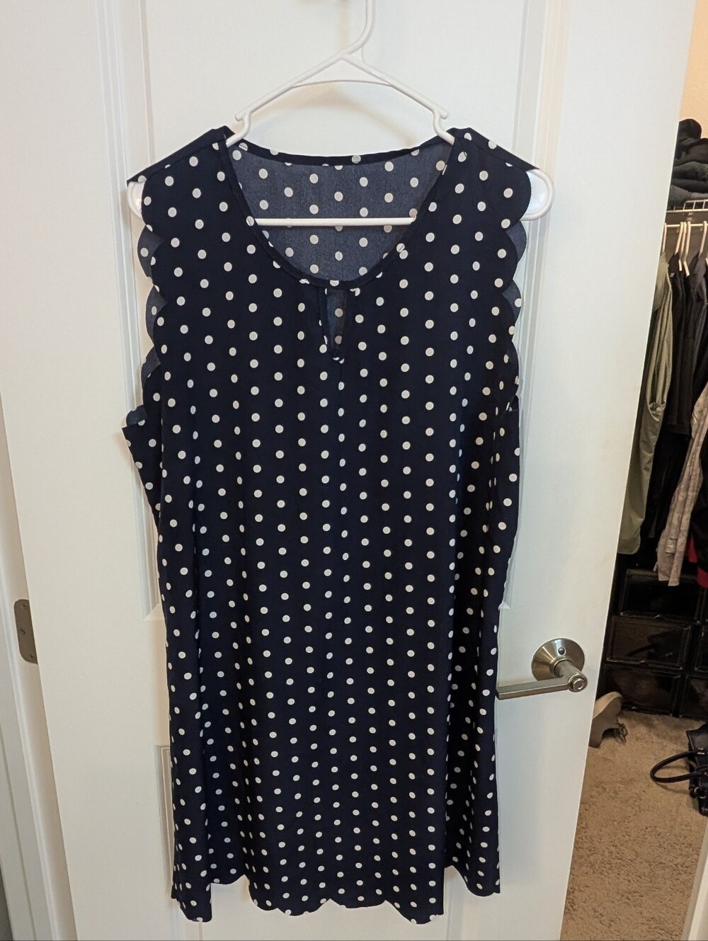 Polka Dot Navy Sleeveless Dress